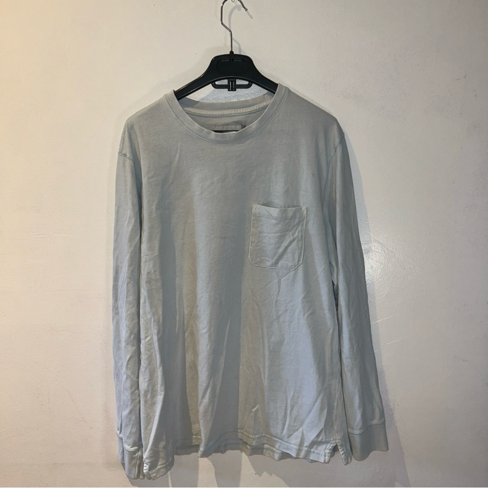 Goodfellow & Co Men's Crewneck Long Sleeve T-Shirt, Light Aqua Blue, Size L
